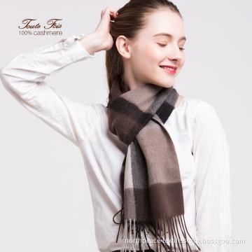 Fashionable checked plain cashmere women scarf
